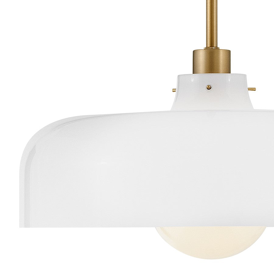 1 Light Medium Pendant, Lacquered Brass