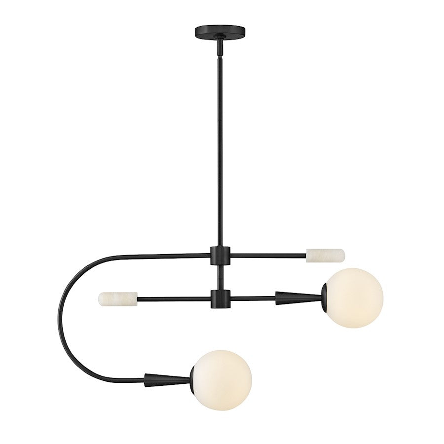 Lark Maude 2 Light 32" Single Tier Chandelier, Black/Etched Opal - 83505BK