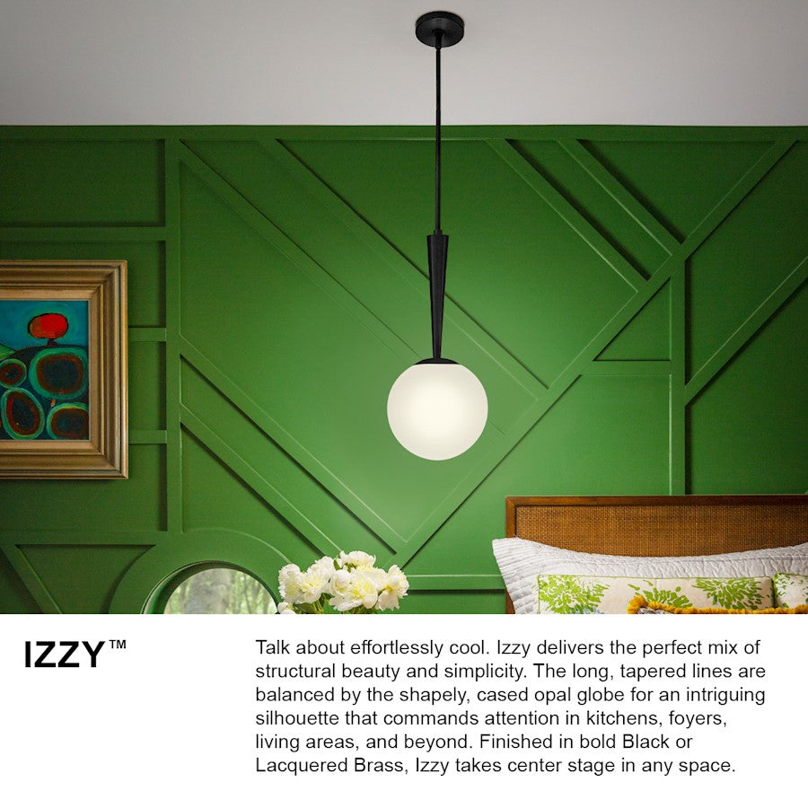 1 Light Small Pendant, Lacquered Brass