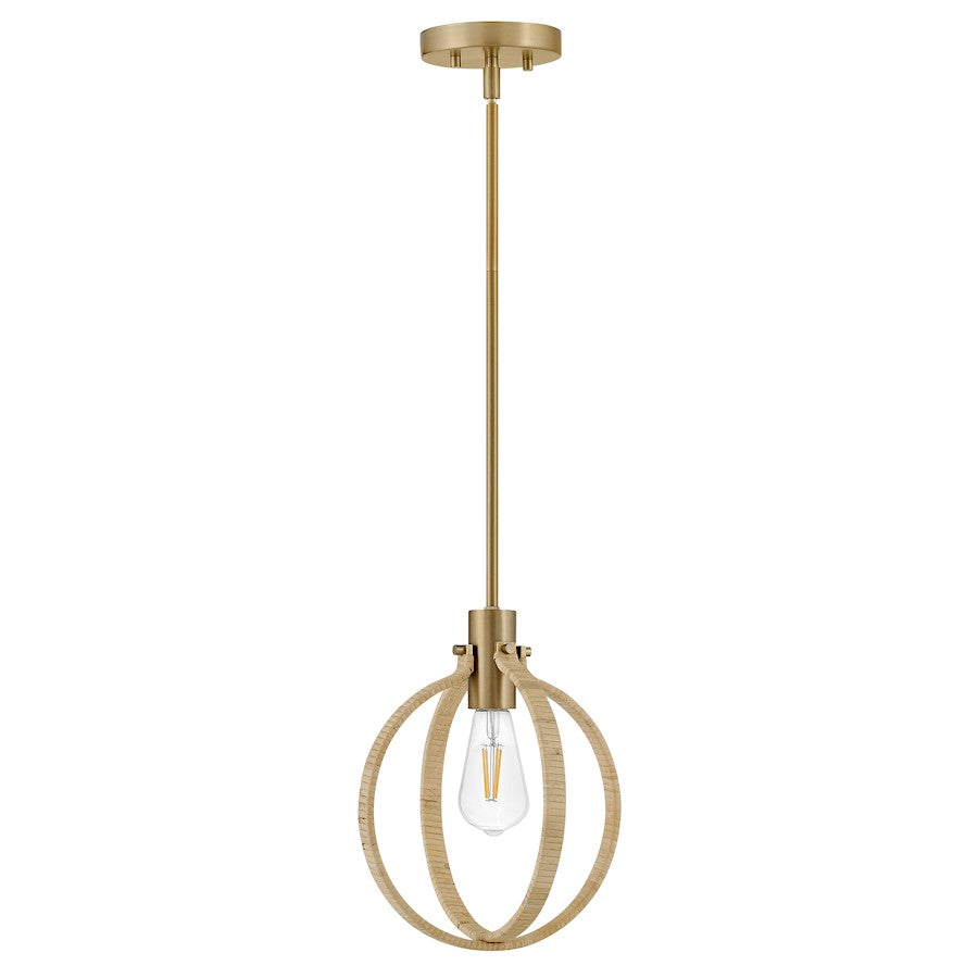 1 Light Medium Pendant, Lacquered Brass