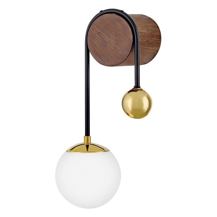 Lark Auggie 1 Light 10" Sconce, Bright Brass/Etched Opal