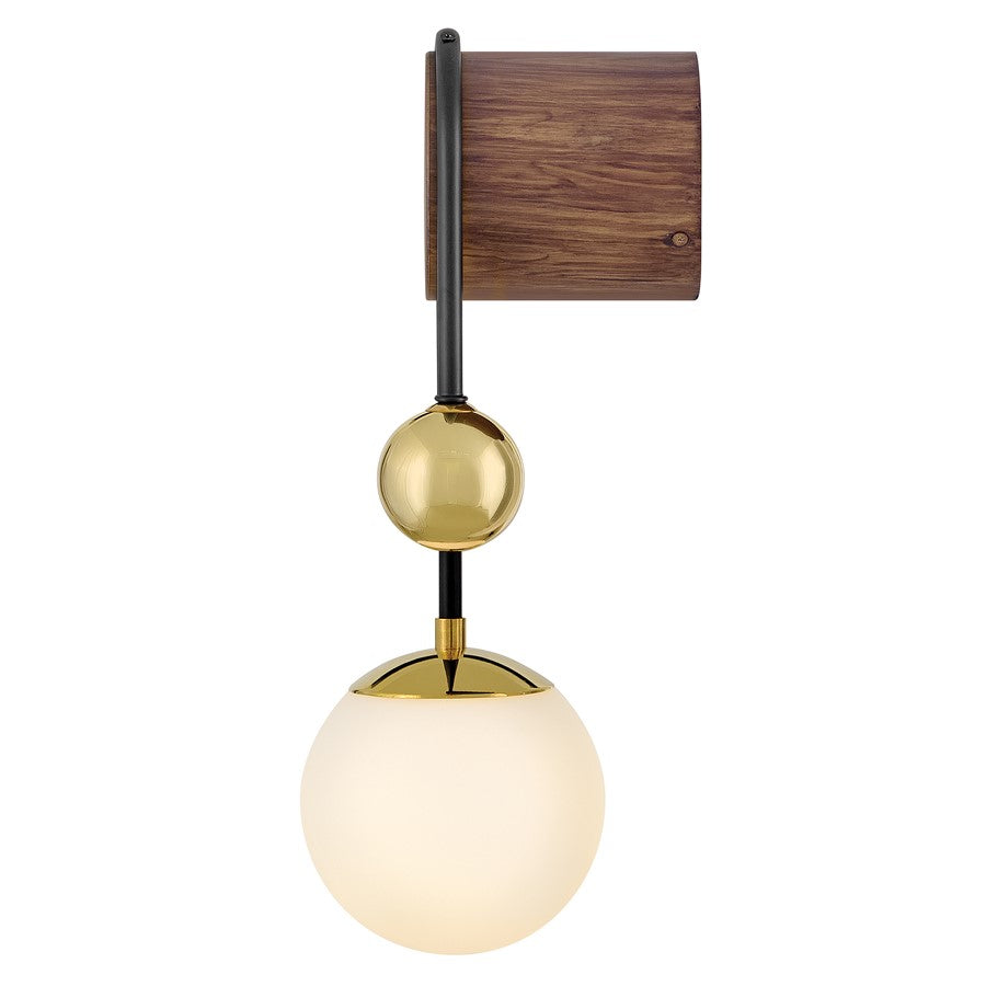 Lark Auggie 1 Light 10" Sconce, Bright Brass/Etched Opal