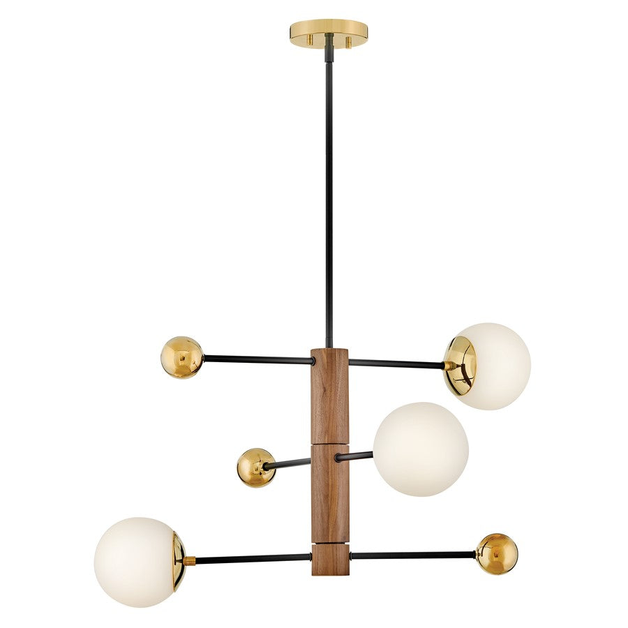 Lark Auggie 3 Lt 19" Multi Tier Chandelier, Bright Brass/Etched Opal