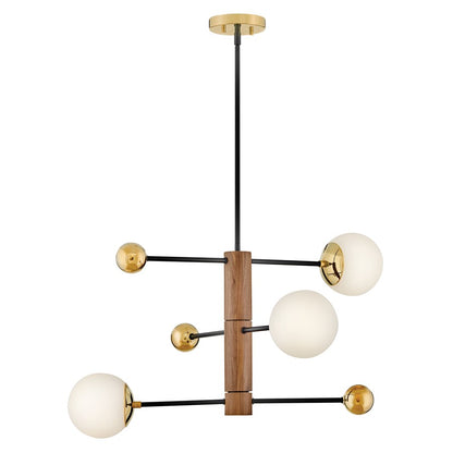 Lark Auggie 3 Lt 19" Multi Tier Chandelier, Bright Brass/Etched Opal