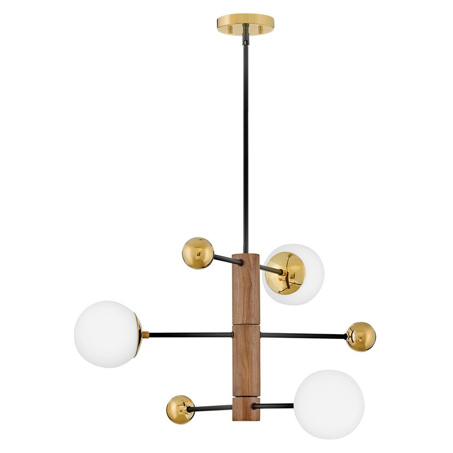 Lark Auggie 3 Lt 19" Multi Tier Chandelier, Bright Brass/Etched Opal