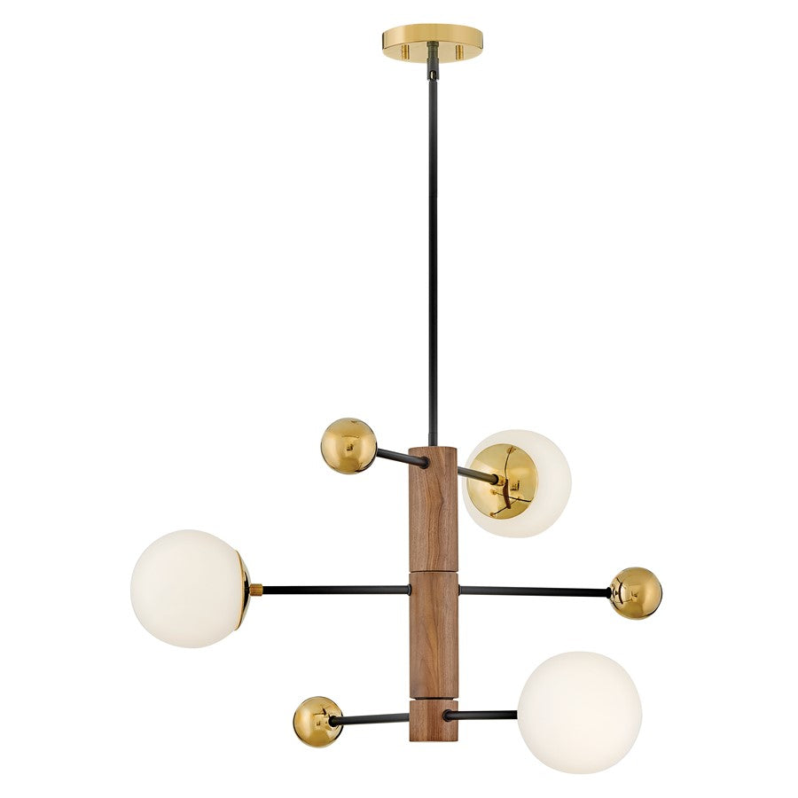 Lark Auggie 3 Lt 19" Multi Tier Chandelier, Bright Brass/Etched Opal