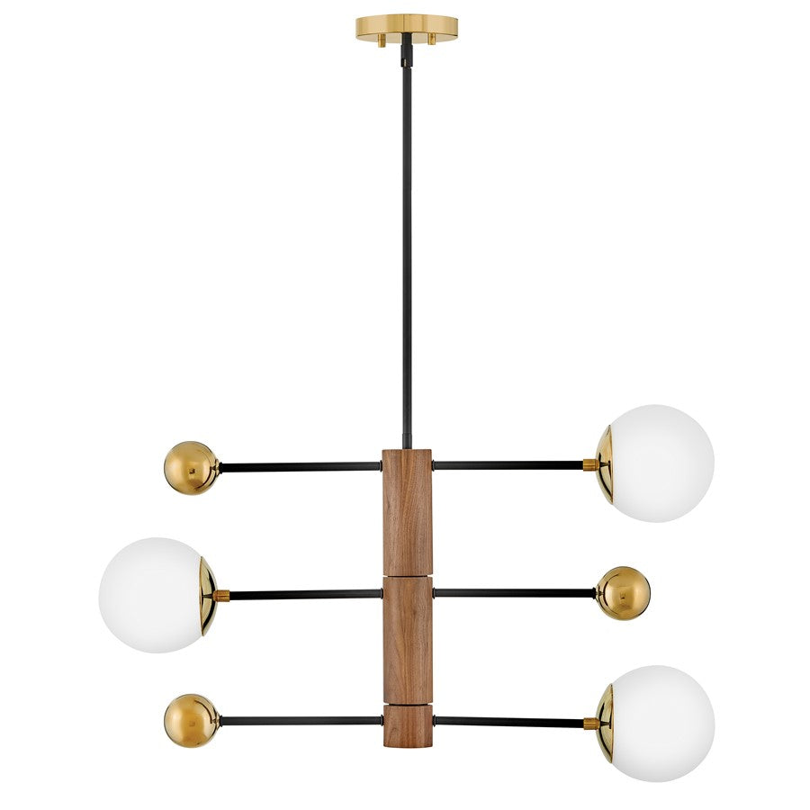 Lark Auggie 3 Lt 19" Multi Tier Chandelier, Bright Brass/Etched Opal