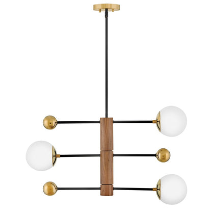 Lark Auggie 3 Lt 19" Multi Tier Chandelier, Bright Brass/Etched Opal