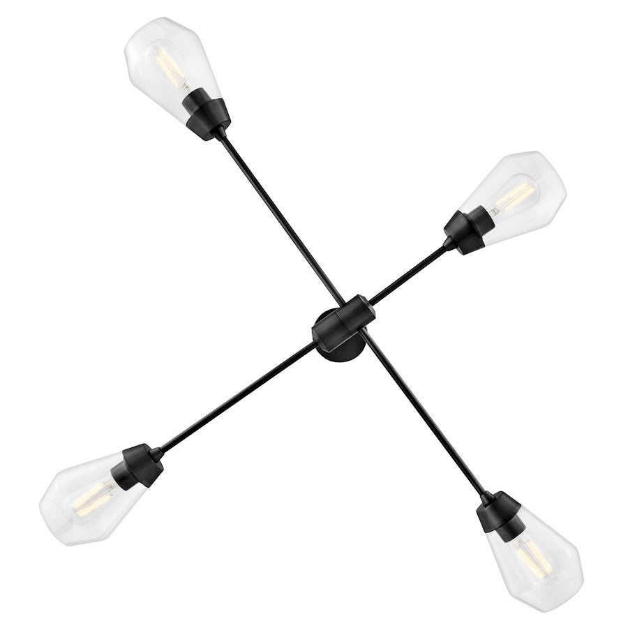 4 Light Medium Chandelier, Black