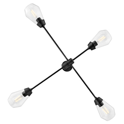 4 Light Medium Chandelier, Black