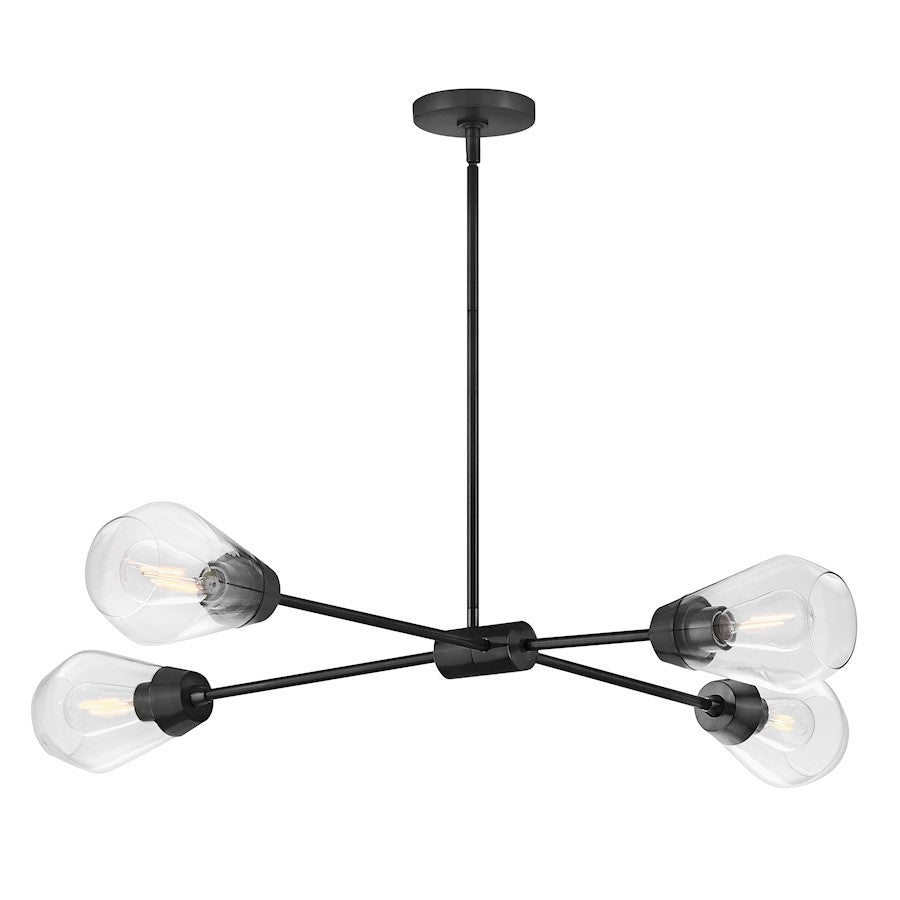 4 Light Medium Chandelier, Black