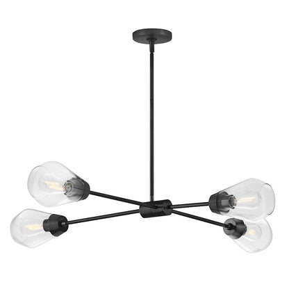 4 Light Medium Chandelier, Black