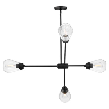 4 Light Medium Chandelier, Black