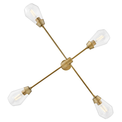 4 Light Medium Chandelier, Brass