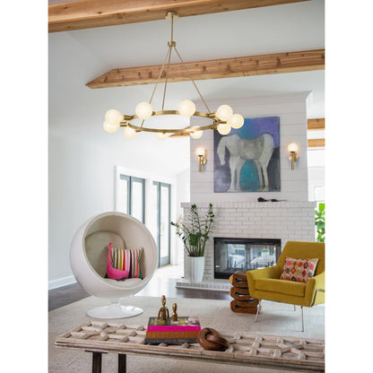 10 Light Large Chandelier, Lacquered Brass