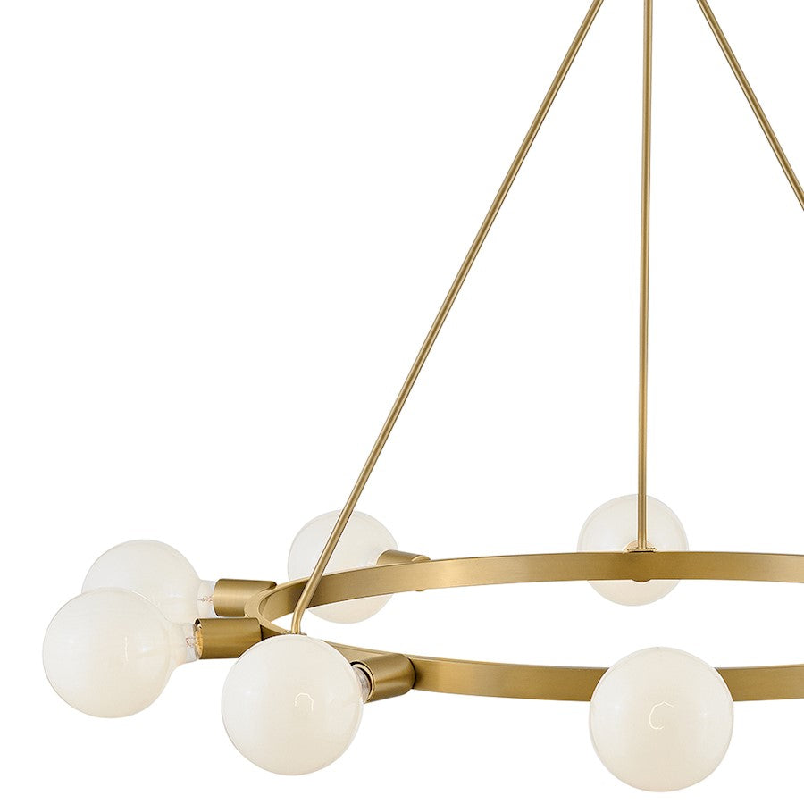 10 Light Large Chandelier, Lacquered Brass
