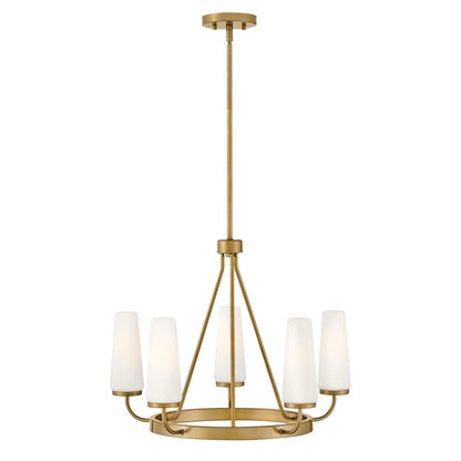 Lark Selma 5 Light Medium Single Tier Chandelier, Gold/Etched Opal - 83625GO