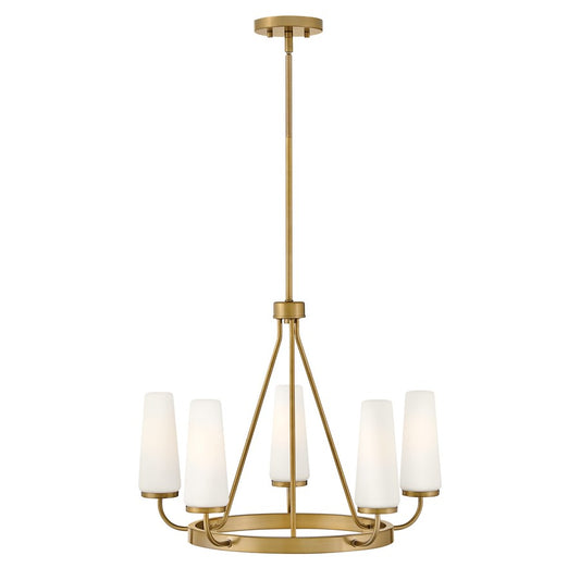 Lark Selma 5 Light Medium Single Tier Chandelier, Gold/Etched Opal - 83625GO