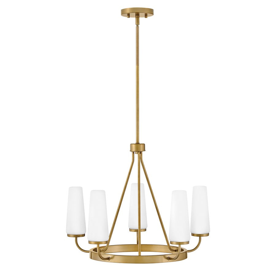 Lark Selma 5 Light Medium Single Tier Chandelier, Gold/Etched Opal