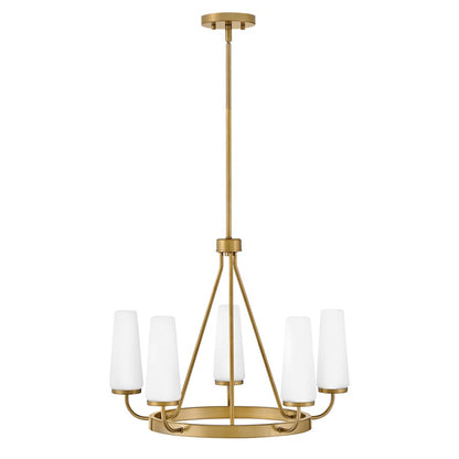 Lark Selma 5 Light Medium Single Tier Chandelier, Gold/Etched Opal