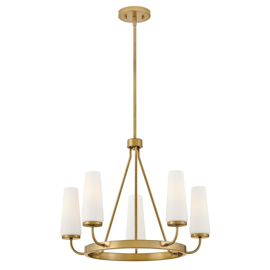Lark Selma 5 Light Medium Single Tier Chandelier, Gold/Etched Opal