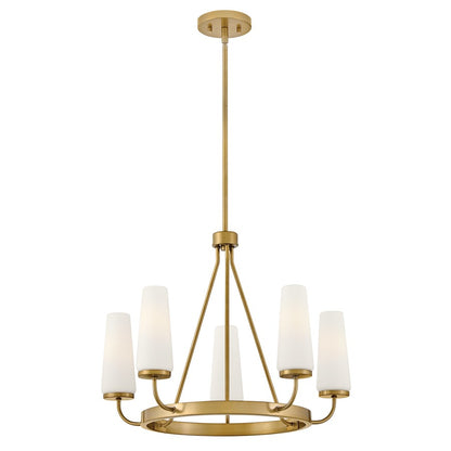 Lark Selma 5 Light Medium Single Tier Chandelier, Gold/Etched Opal