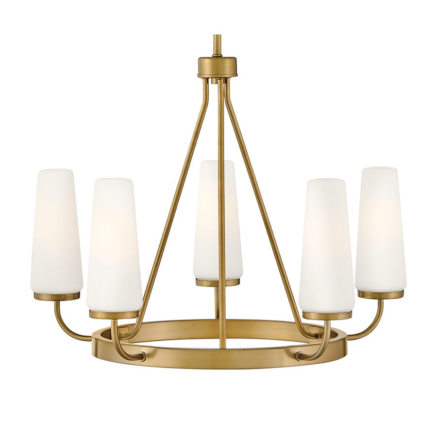 Lark Selma 5 Light Medium Single Tier Chandelier, Gold/Etched Opal