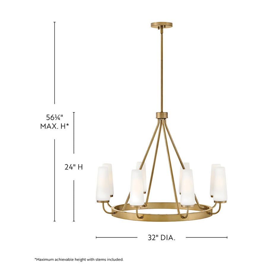 Lark Selma 8 Light Medium Single Tier Chandelier, Gold/Etched Opal