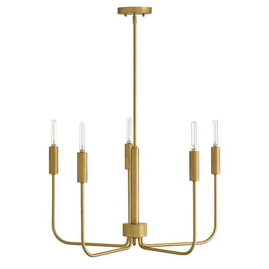 Lark Austen 5 Light 28" Single Tier Chandelier, Lacquered Brass