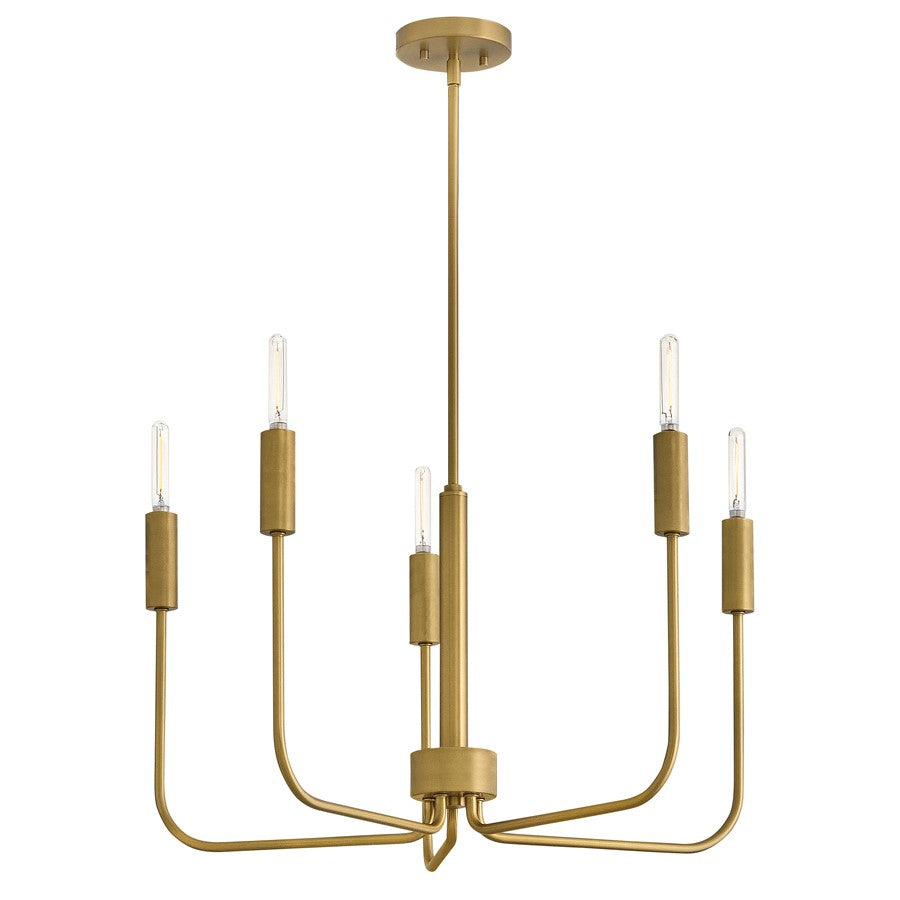 Lark Austen 5 Light 28" Single Tier Chandelier, Lacquered Brass