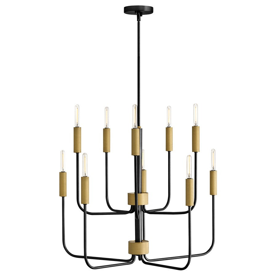 Lark Austen 10 Light 30" Multi Tier Chandelier, Black - 83636BK-LCB
