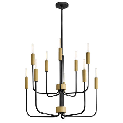 Lark Austen 10 Light 30" Multi Tier Chandelier, Black