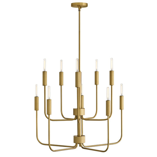 Lark Austen 10 Light 30" Multi Tier Chandelier, Lacquered Brass - 83636LCB