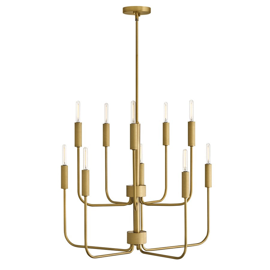 Lark Austen 10 Light 30" Multi Tier Chandelier, Lacquered Brass