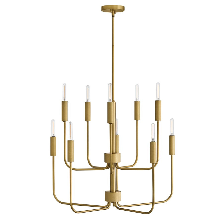 Lark Austen 10 Light 30" Multi Tier Chandelier, Lacquered Brass