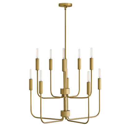 Lark Austen 10 Light 30" Multi Tier Chandelier, Lacquered Brass