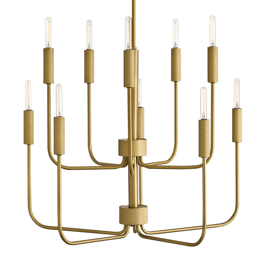 Lark Austen 10 Light 30" Multi Tier Chandelier, Lacquered Brass