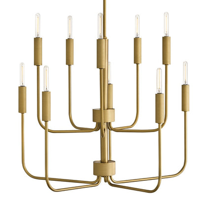 Lark Austen 10 Light 30" Multi Tier Chandelier, Lacquered Brass