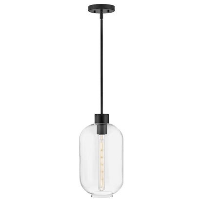 Lark Greer 1 Light Small Pendant, Black/Clear - 83657BK