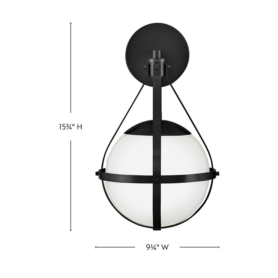 Lark Colby 1 Light 9" Sconce, Black/Cased Opal