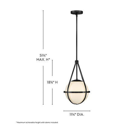 Lark Colby 1 Light 11" Pendant, Black/Cased Opal