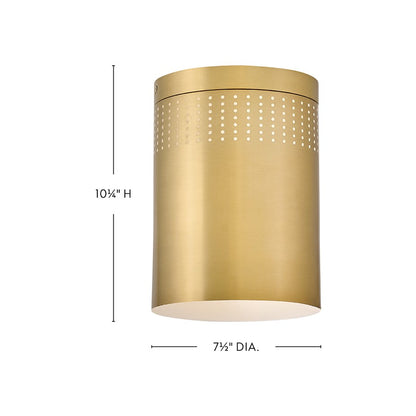 Lark Casey 1 Light 7.5" Flush Mount, Lacquered Brass