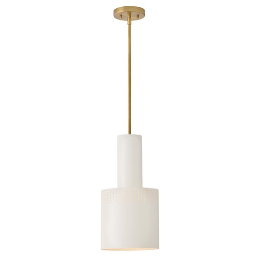 Lark Casey 1 Light 9" Pendant, Lacquered Brass/Satin Off White - 83687LCB-SO