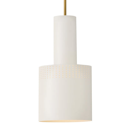 Lark Casey 1 Light 9" Pendant, Lacquered Brass/Satin Off White