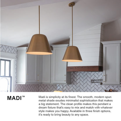 1 Light Large Pendant, Lacquered Brass