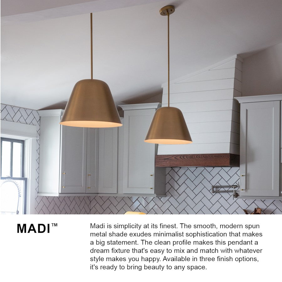 1 Light Large Pendant, Lacquered Brass