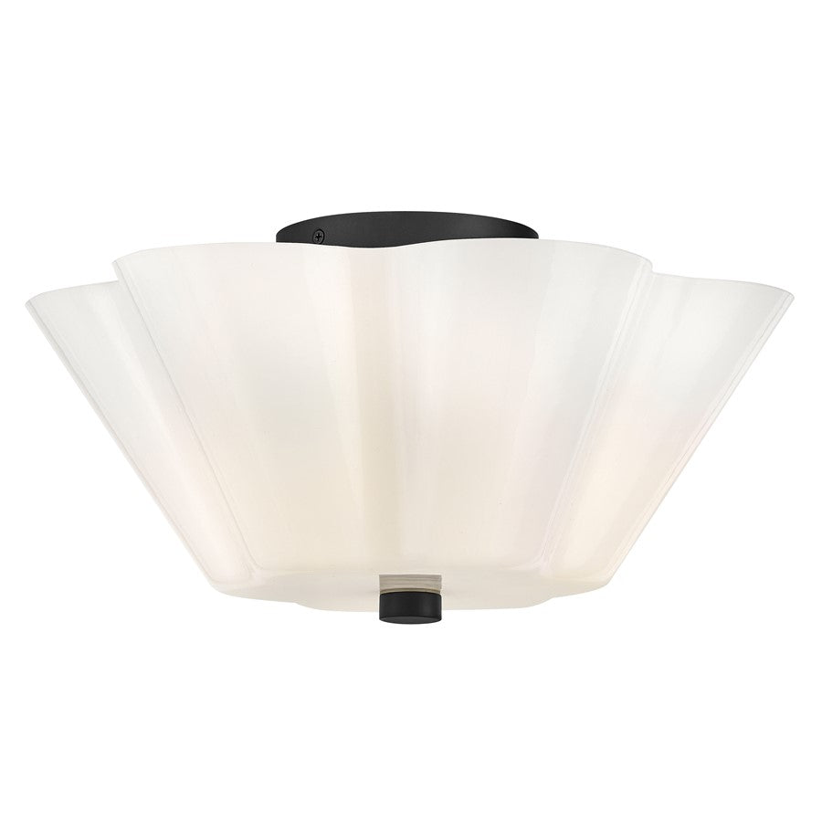 Lark Honey 3 Light Medium Semi-Flush Mount, Black/Cased Opal