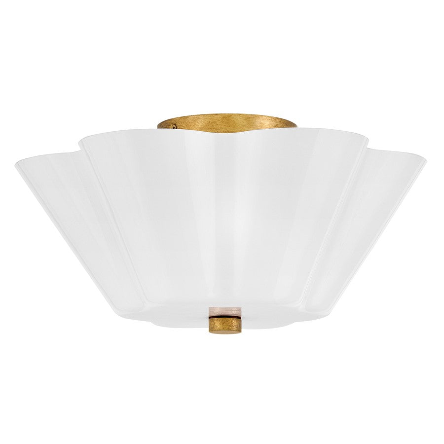 Lark Honey 3 Light Med. Semi-Flush Mount, Distressed Brass/Cased Opal