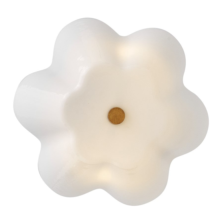 Lark Honey 3 Light Med. Semi-Flush Mount, Distressed Brass/Cased Opal