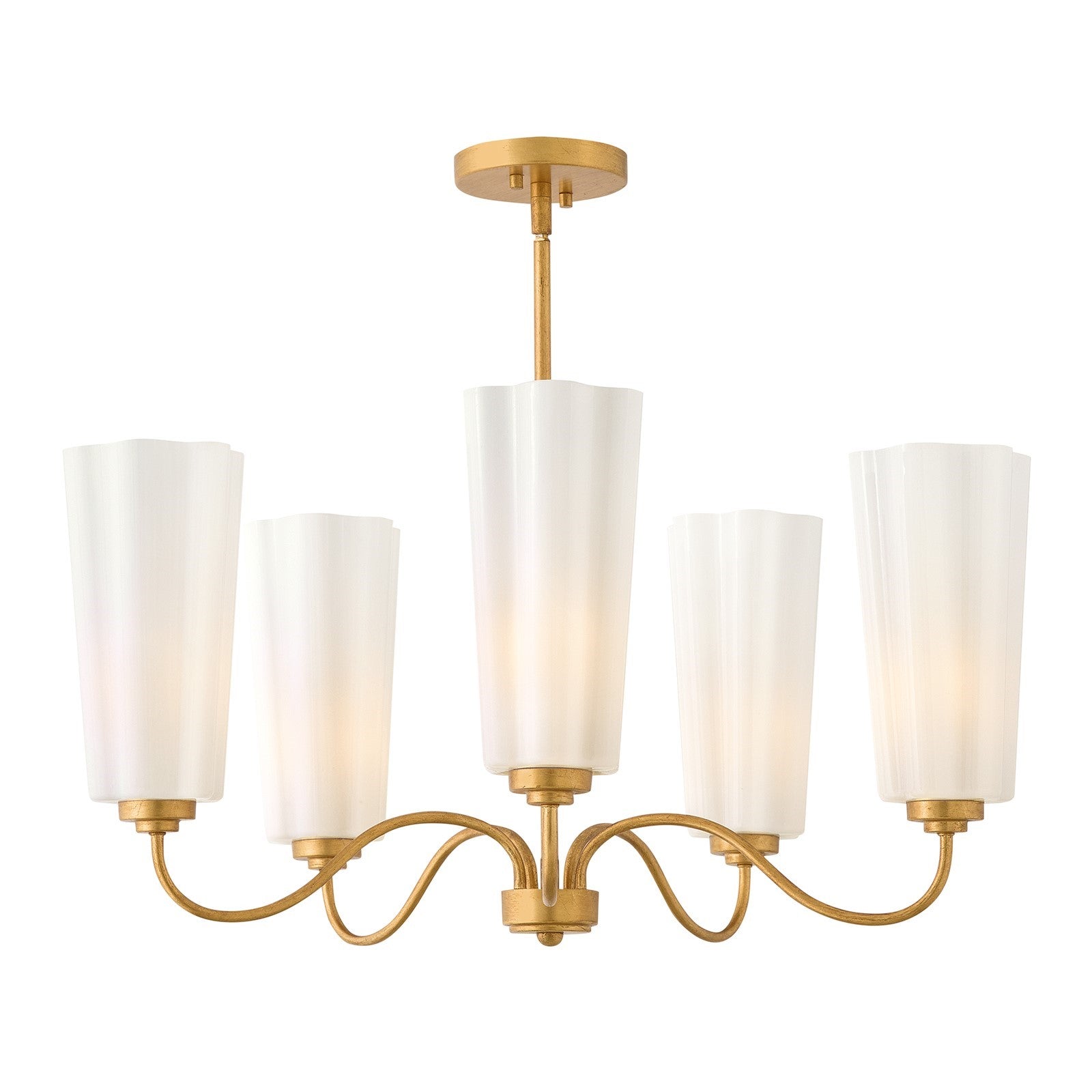Hinkley Lark Honey 28in 5-Light Chandelier | Classic Distressed Brass Steel and Cased Opal Glass | Dining Room & Living Room | 28 x 28 x | Model 83715DA